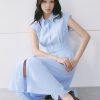 Đầm xoè cổ đức đai eo nẹp đính cúc