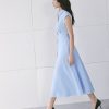 Đầm xoè cổ đức đai eo nẹp đính cúc