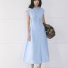 Đầm xoè cổ đức đai eo nẹp đính cúc