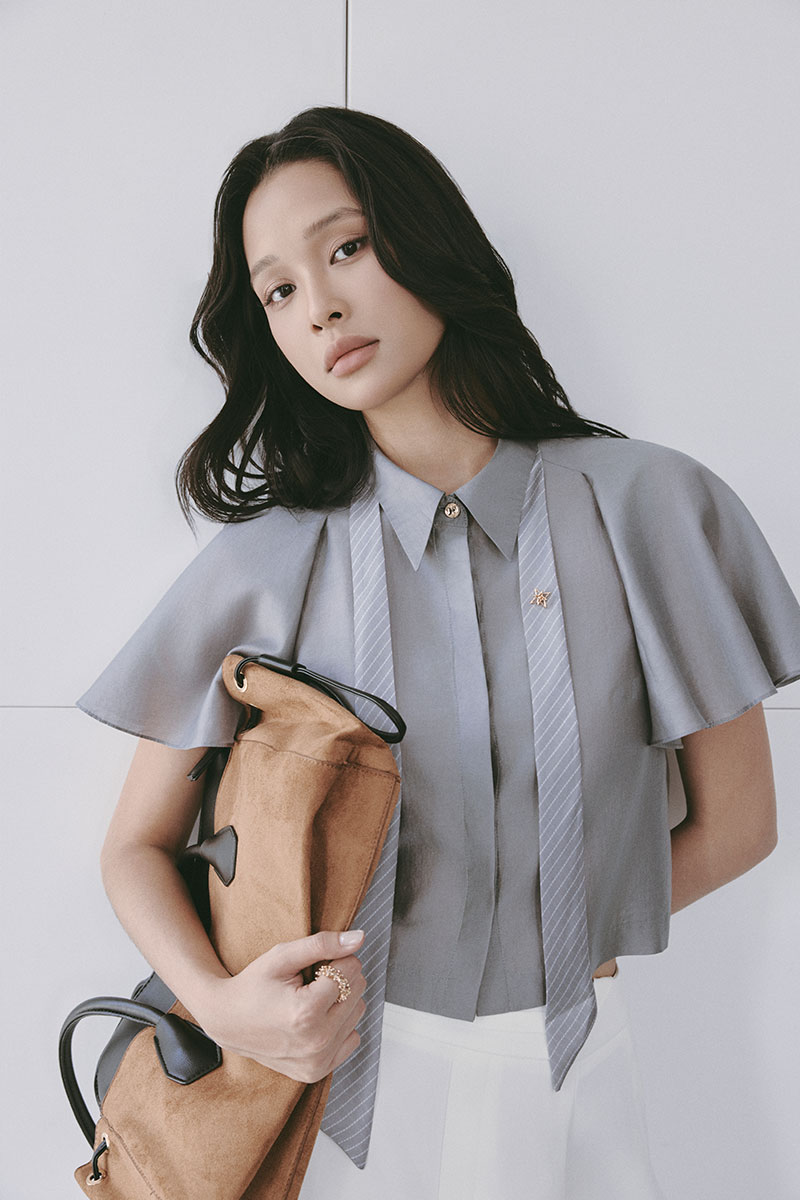 Sơ mi CT croptop phối tơ kẻ