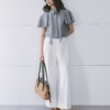 Sơ mi CT croptop phối tơ kẻ