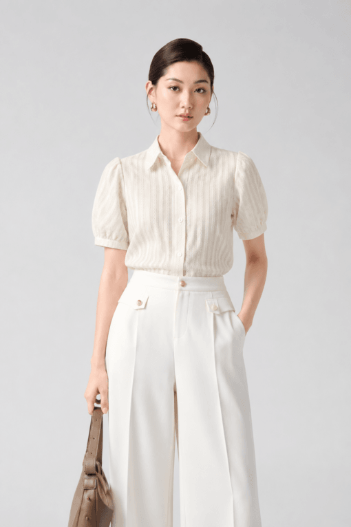 Sơ mi CT croptop tay phồng tháo rời