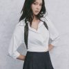 Sơ mi LT croptop gấu vặn xoắn