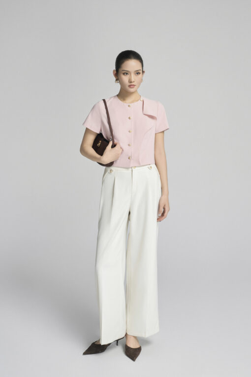 Sơ mi kiểu CT croptop can bèo lệch thân
