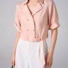 Áo kiểu CT croptop cổ 2 ve đai eo