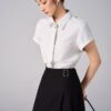 Chân váy A xếp ly 1 bên can đai TT