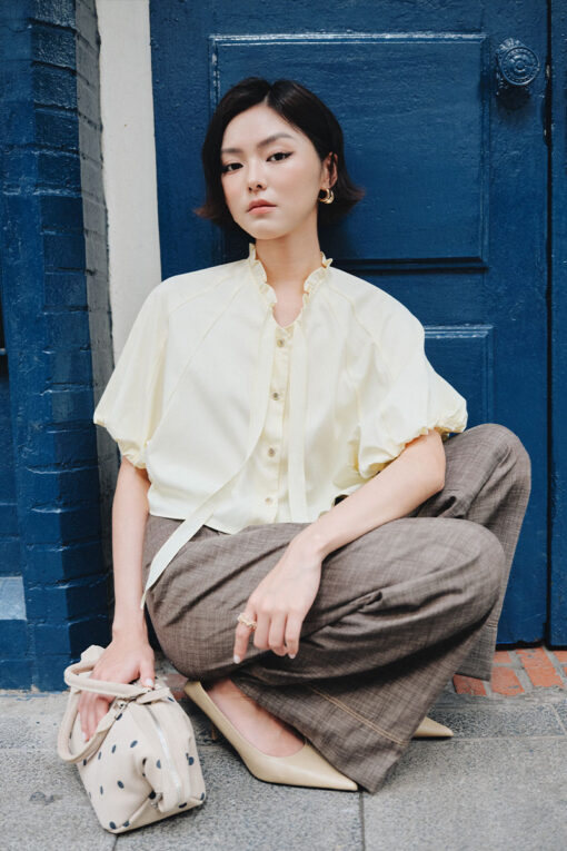 Sơ mi CT cổ bèo nơ, chun gấu tay