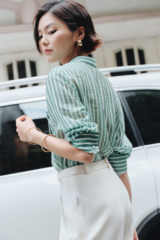 Sơ mi DT ốp túi ngực đính cúc TT