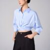 Sơ mi LT croptop gấu vặn xoắn