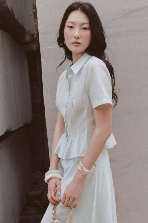 Sơ mi CT can thân tạo múi peplum