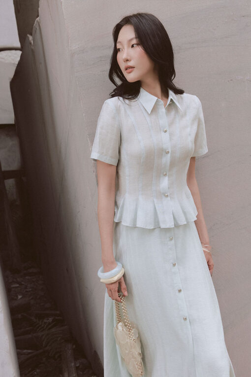 Sơ mi CT can thân tạo múi peplum