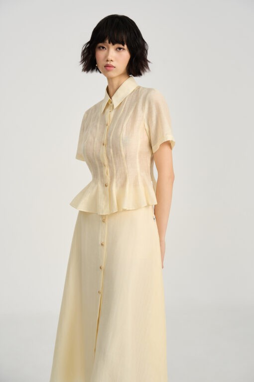 Sơ mi CT can thân tạo múi peplum
