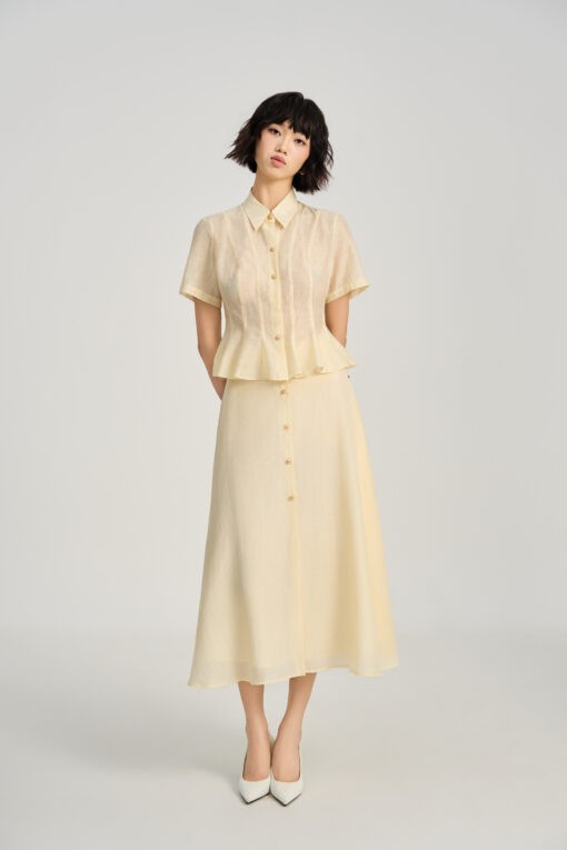 Sơ mi CT can thân tạo múi peplum