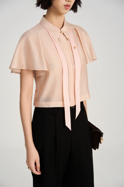 Sơ mi CT croptop phối tơ kẻ