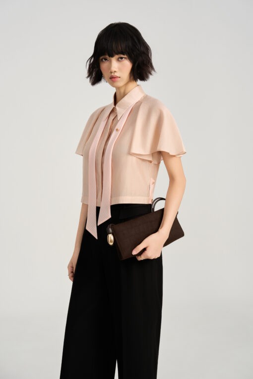 Sơ mi CT croptop phối tơ kẻ