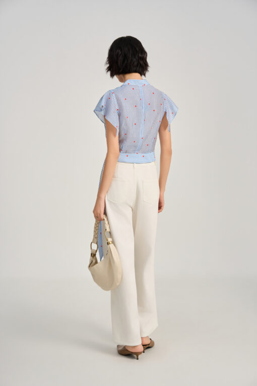 Sơ mi CT croptop vạt chéo tay bèo