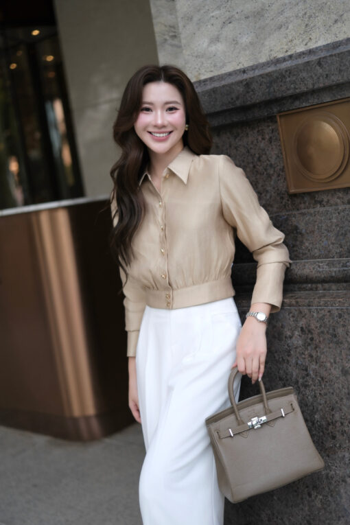 Áo vest text dáng ôm cơi giả túi có nắp