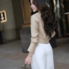 Sơ mi DT croptop đai gấu nhún thân