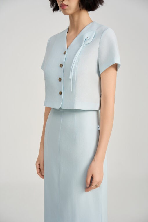 Sơ mi kiểu CT croptop ngực đính TT