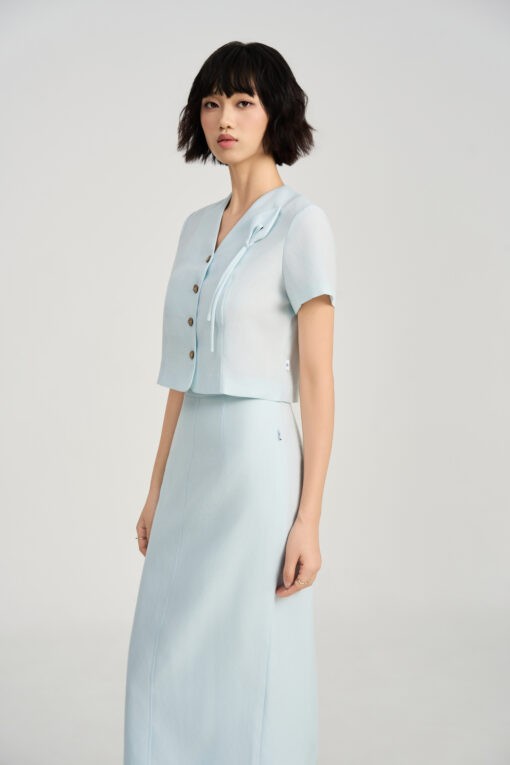 Sơ mi kiểu CT croptop ngực đính TT